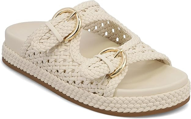 Women’s Trendy Woven Double Buckle Slide Sandals | Amazon (US)