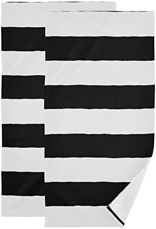 Black White Stripe Face Towel Set of 2, Hand Towel Dish Towels Beach Towels Bath Kitchen Decor Set,  | Amazon (US)