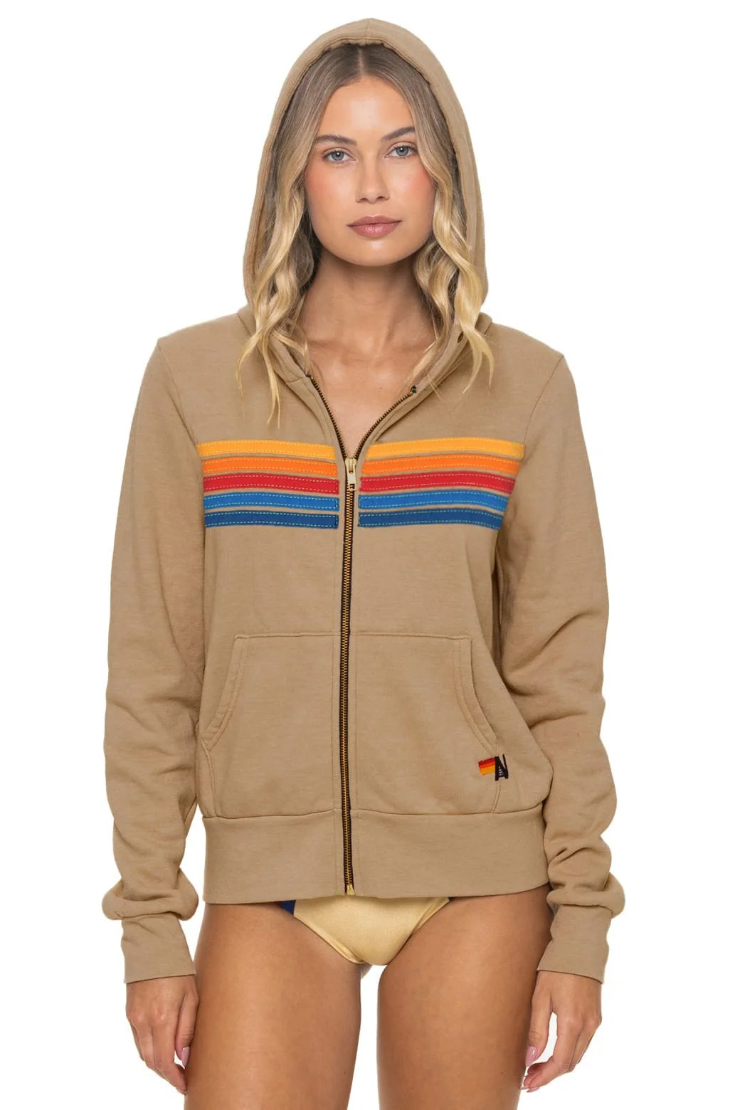 5 Stripe Hoodie Tan | Aviator Nation | Aviator Nation