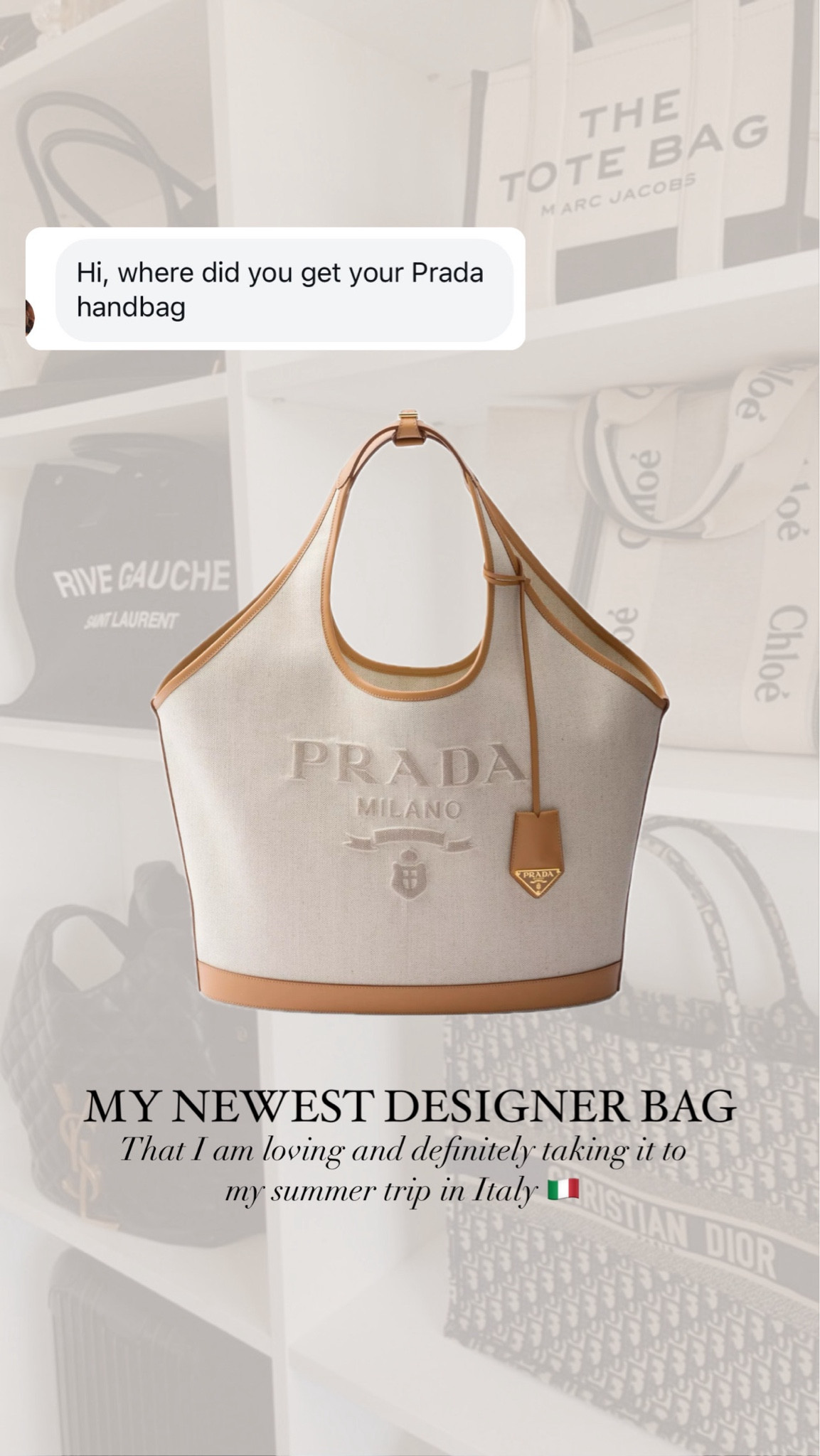 One of my newest and favorite summer bag that I will be taking to my trip in Italy 🇮🇹. Prada tote 

#LTKU #LTKSeasonal #LTKItBag