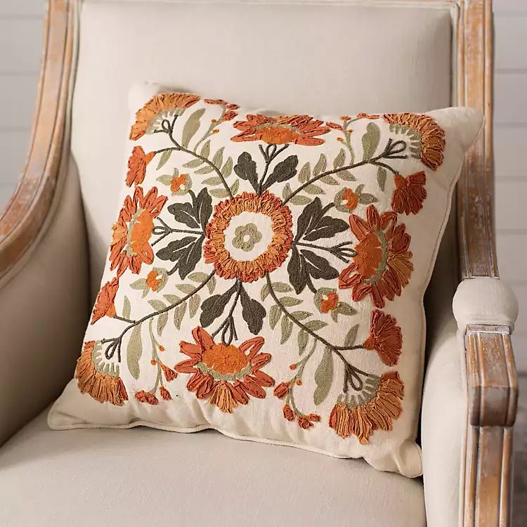 Embroidered Floral Kaysari Pillow | Kirkland's Home