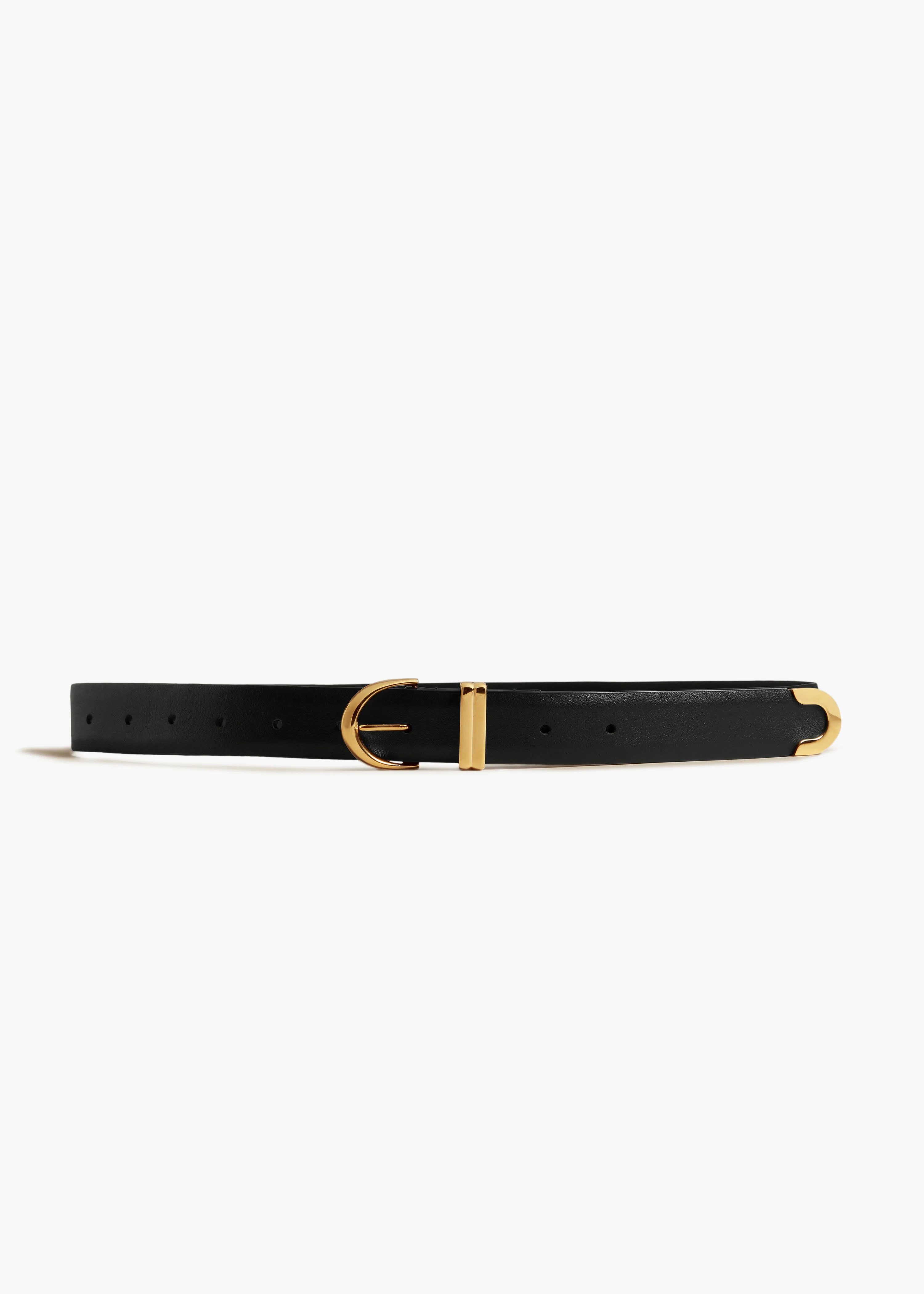 Bambi Belt in Black Leather with Gold | Khaite