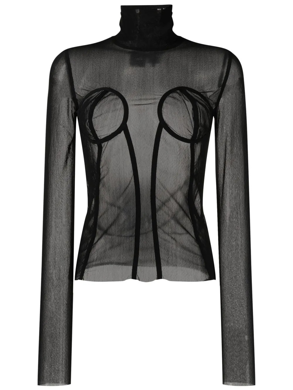 Natasha Zinko High Neck Mesh Top | Black | FARFETCH | Farfetch Global