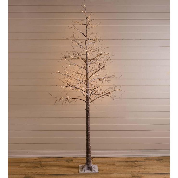 Plow & Hearth - Large Indoor / Outdoor Snowy Lighted Tree, 8'H with 120 Lights | Target