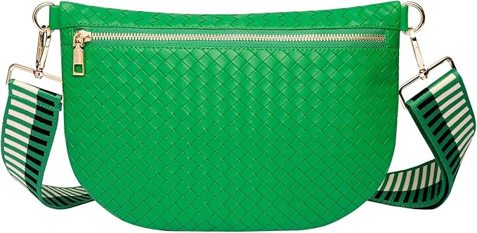Woven Crossbody Bags for Women Leather Belt Bum Sling Purse Fanny Waist Pack Chest Shoulder Bag f... | Amazon (US)