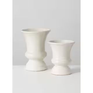 8" and 6" Off-White Ceramic Trumpet Table Vases (Set of 2) | The Home Depot