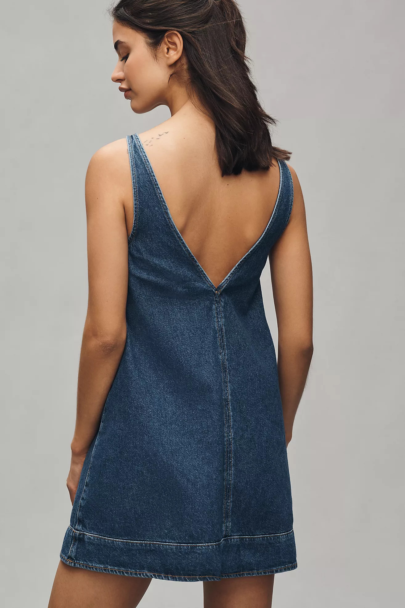Reformation Myla Sleeveless Square-Neck Denim Mini Dress | Anthropologie (US)