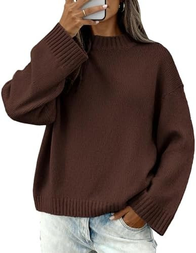 BTFBM Sweaters for Women 2026 Casual Crewneck Long Sleeve Loose Ribbed Knit Pullover Sweater Wint... | Amazon (US)