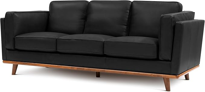 Valencia Artisan Full Leather Sofa 88” | Pure Full Italian Nappa Leather Couch, Solid Wood Acce... | Amazon (US)