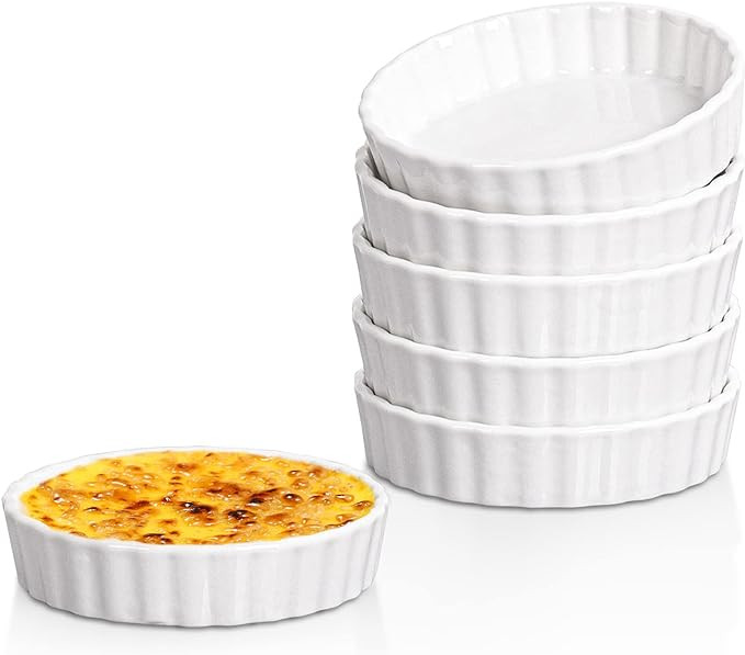 Ramekins 8 oz-Delling Creme Brulee Ramekins, Round Fluted Quiche Dishes Tart Pan, Oven Safe Ramek... | Amazon (US)