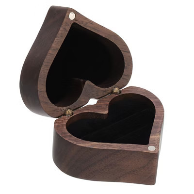 Unique Bargains Heart Shaped Wooden Ring Boxes Jewelry Storage Black | Target