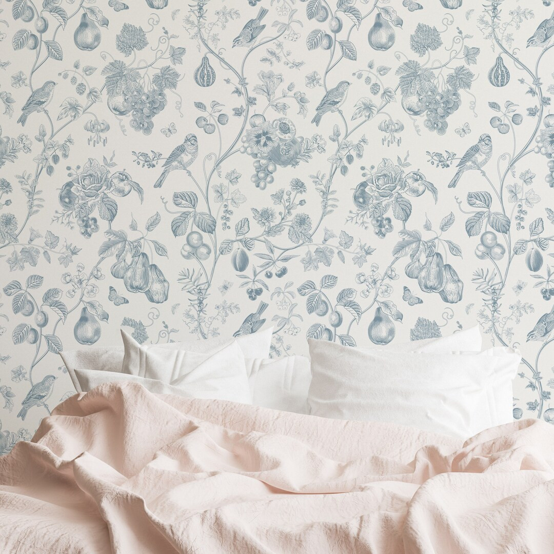 Delicate Vintage Pastel Wallpaper for Nursery Butterflies & - Etsy | Etsy (US)