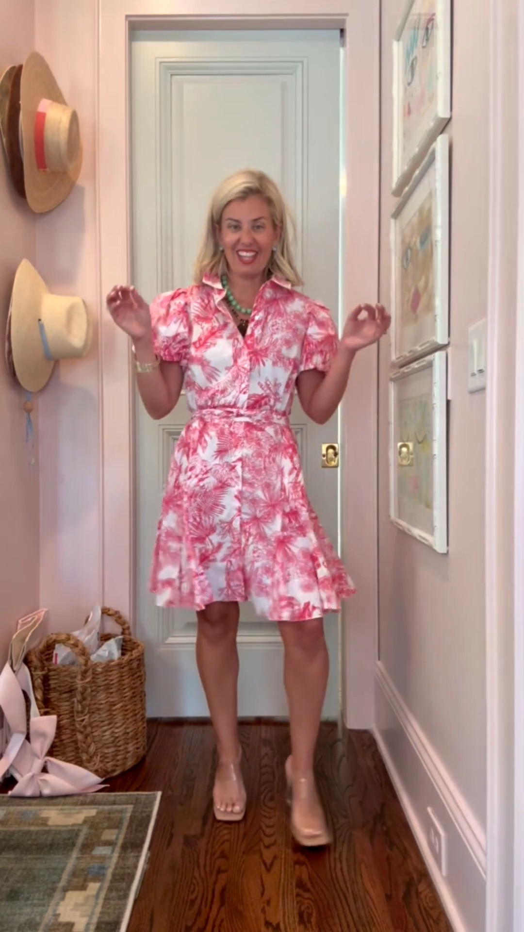 Such a yes dress with this puff sleeve and tie waist….super flattering! ￼I’m in a small dress and 8 heels.

*Code Catherine20 for 20% off my bracelets

#LTKdayinmylife #LTKSaleAlert #LTKSeasonal