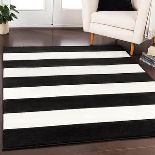 Cajon Casual Striped Area Rug - 3'3" x 5' - Grey | Bed Bath & Beyond