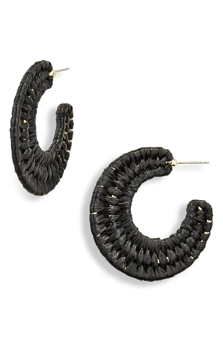 Woven Raffia Hoop Earrings | Nordstrom
