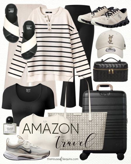 Shop these Amazon Fashion travel outfit finds! Athleisure matching sets, cropped tee, flared leggings, Nike Spark sneakers, Sorel slide sandals, Beis luggage, On Cloud sneakers, Bottega vanity case, Goyard tote bag and more! 

Follow my shop @thehouseofsequins on the @shop.LTK app to shop this post and get my exclusive app-only content!

#liketkit 
@shop.ltk
https://liketk.it/4BcAr