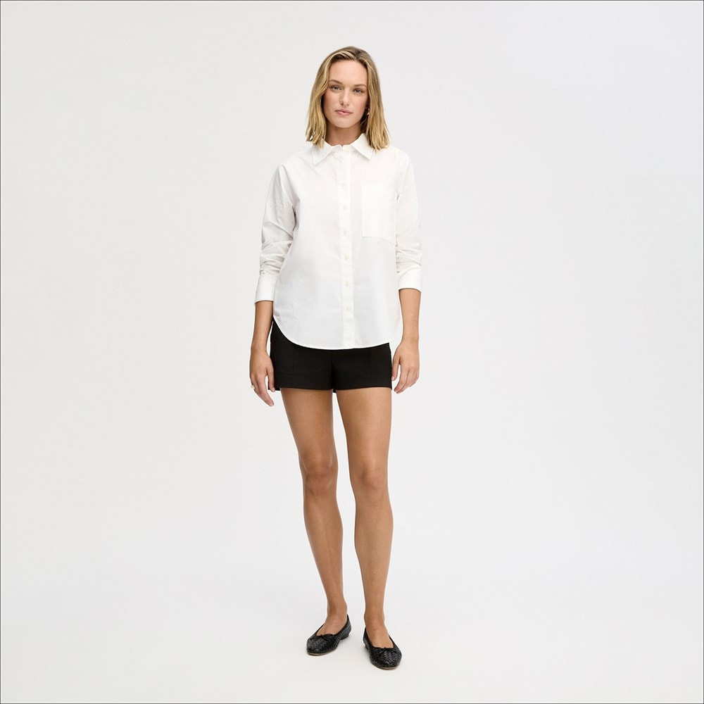 Long Sleeve Shirt with Placket White | Sam Edelman