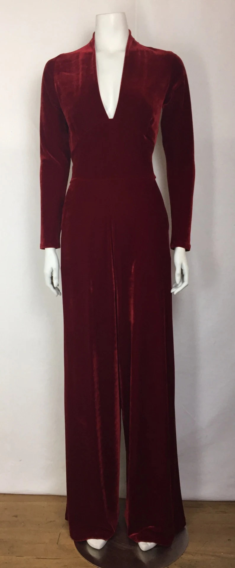 Baylis and Knight Red Velvet Long Jumpsuit Playsuit - Etsy UK | Etsy (UK)