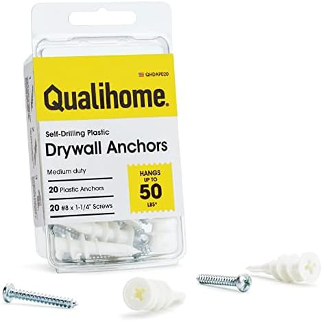 Qualihome Heavy Duty Plastic Self Drilling Drywall Anchors and Screws Kit | Anchors are Made in T... | Amazon (US)
