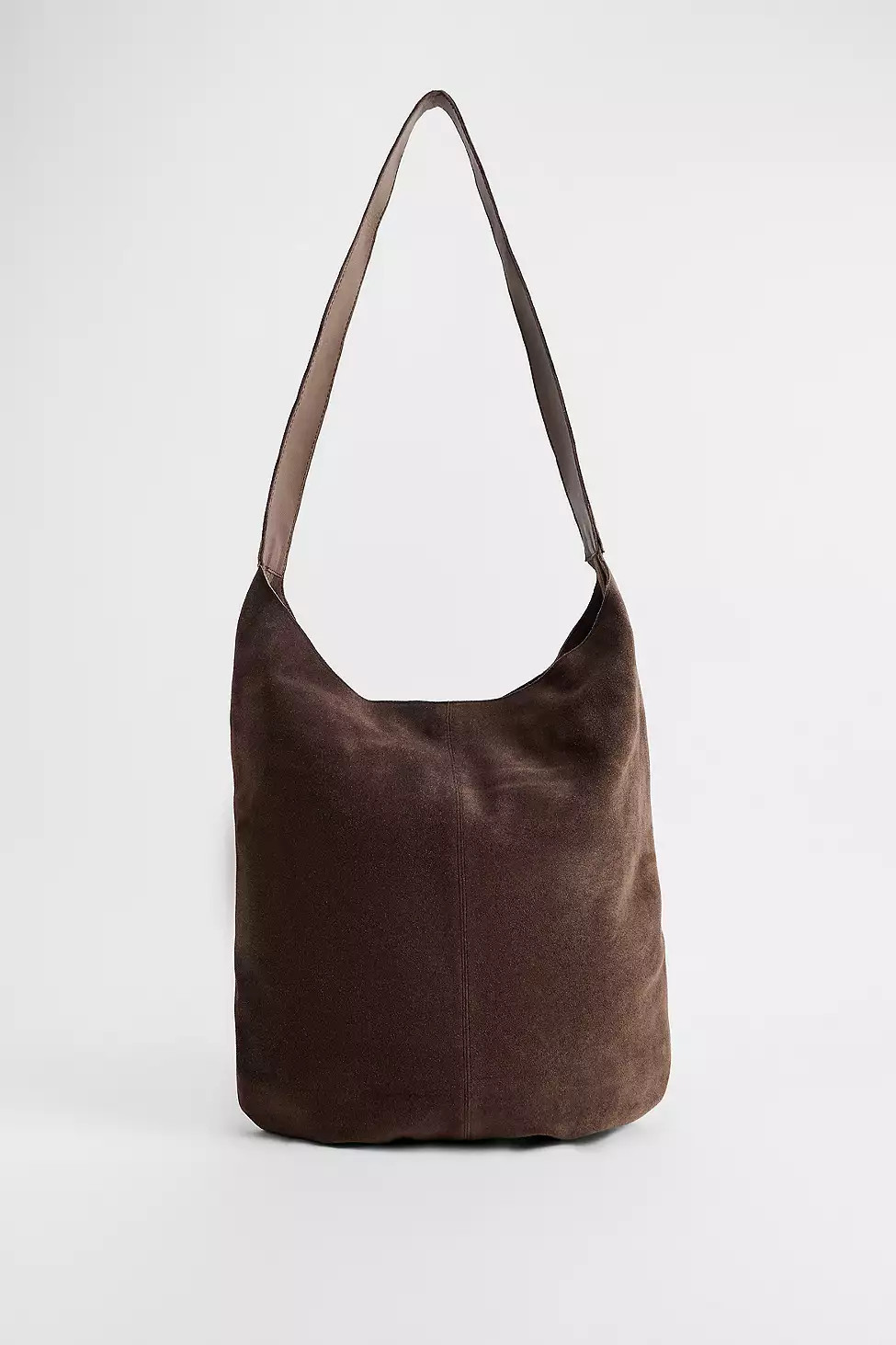 UO Chocolate Brown Suede Sling Bag - Brown at Urban Outfitters | Urban Outfitters UK