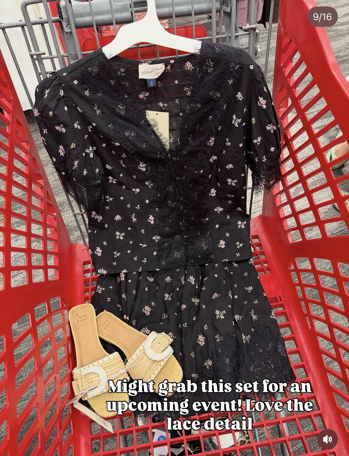Lace trim blouse and matching skirt with floral print at Target #summeroutfit pre fall new arrivals #targetfashion