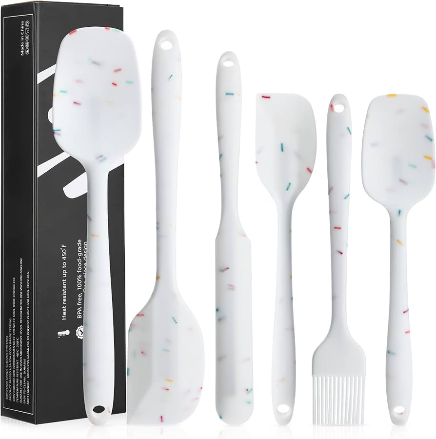 6 Piece Silicone Spatula Set - Heat Resistant Nonstick Spatulas Set with Stainless Steel Core, Fo... | Amazon (US)