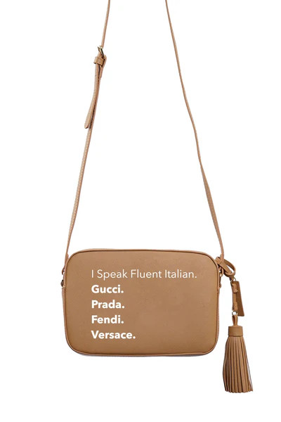 VEGAN CROSSBODY BAG - Fluent Italian (Tan) | Los Angeles Trading Co