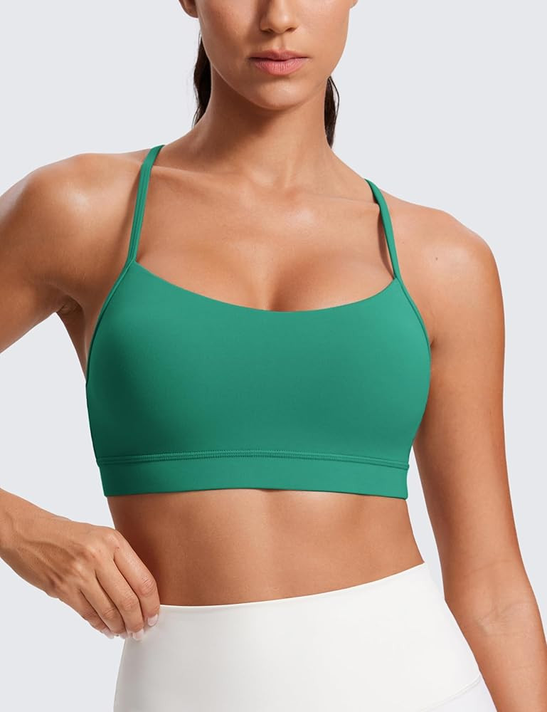 CRZ YOGA Butterluxe Y Back Sports Bras for Women - Padded Racerback Low Impact Spaghetti Thin Str... | Amazon (US)