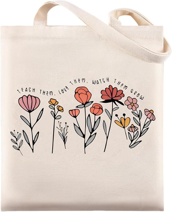Pavolini Teacher Appreciation Gifts, Flower Printed Canvas Tote Bag, Teacher Gifts, Thank you Gif... | Amazon (US)