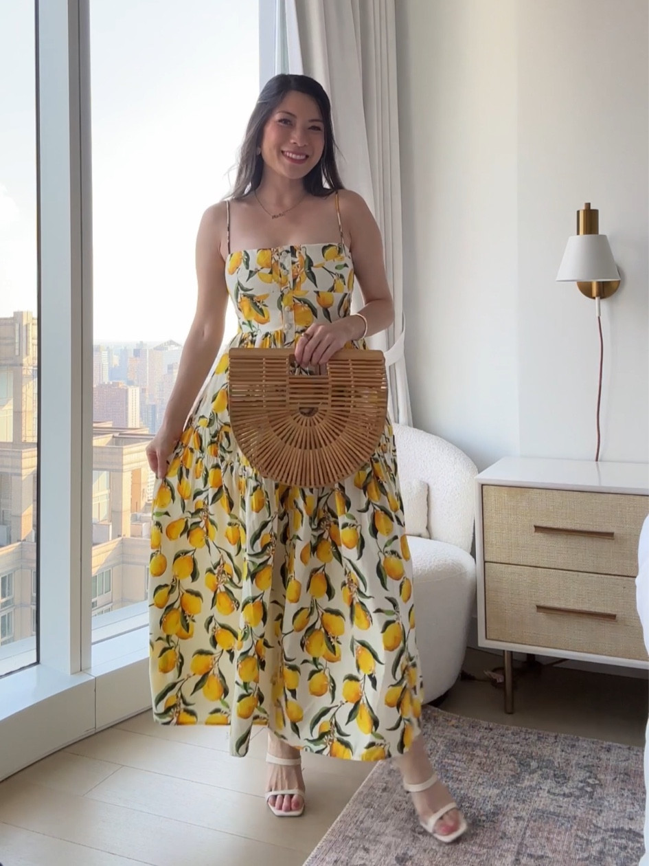 blue dress for baby girl Amalfi Lemon-Print Midi Dress - V-Neck main image 1