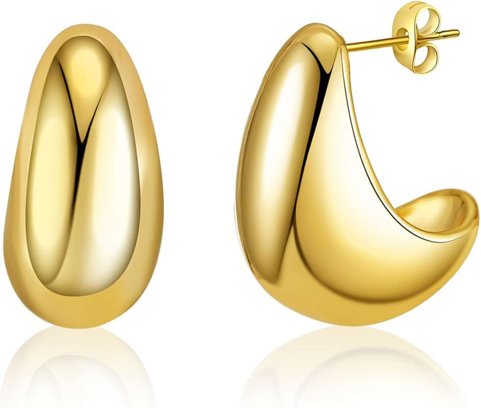 Chunky Gold Hoop Earrings For Women, Earring Dupes for Women Jewelry For Teen Girls Big Lightweig... | Amazon (US)