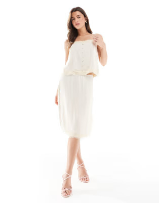 Pull&Bear lace trim skirt co-ord in vanilla | ASOS (Global)