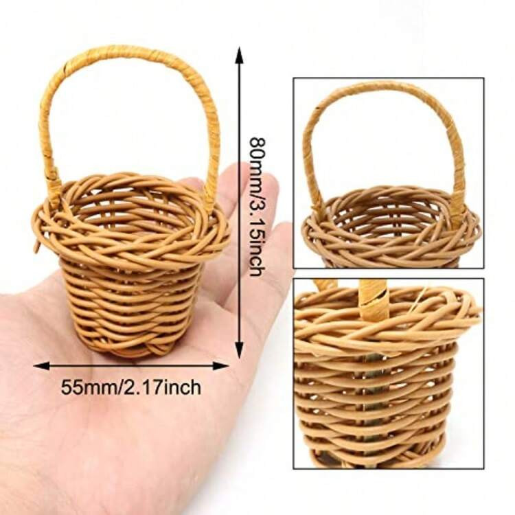 6PCS Miniature Woven Baskets With Handles Tiny Candy Gifts Basket Mini Flower Basket For Wedding Party Favors Crafts Decor | SHEIN
