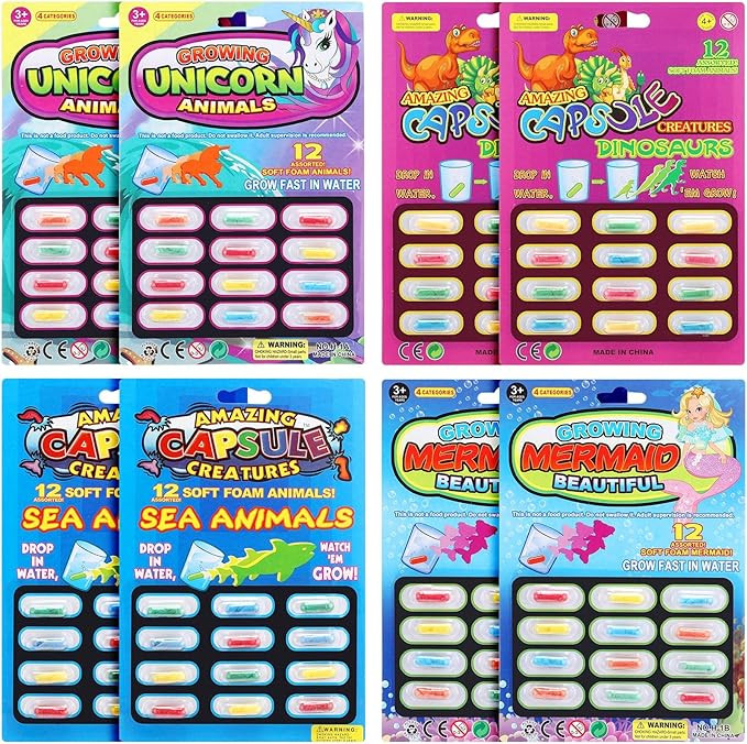 Sanwuta 8 Pack Capsules in Water Animals Dinosaur Sea Mermaid Unicorn Sponge Capsules for Party F... | Amazon (US)