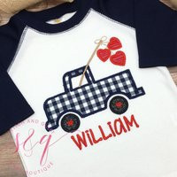 Valentine Truck Shirt For Boys, Baby Boy Valentines Outfit, First Day, Toddler Boy Valentine | Etsy (US)