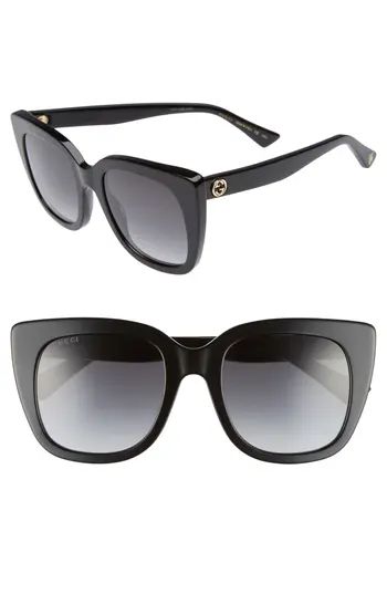 Women's Gucci 51Mm Cat Eye Sunglasses - Black | Nordstrom
