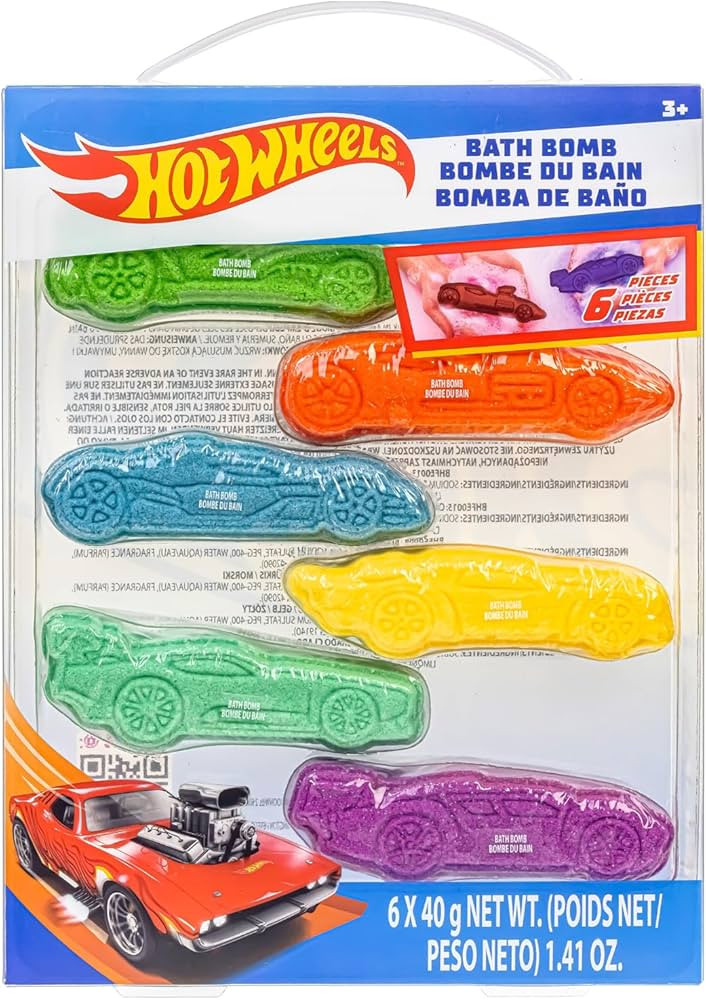 Hot Wheels 6 Piece Bath Bombs for Kids, Bubble Gum Scented, Bath Toys for Kids, Ages 3+, by Townl... | Amazon (US)