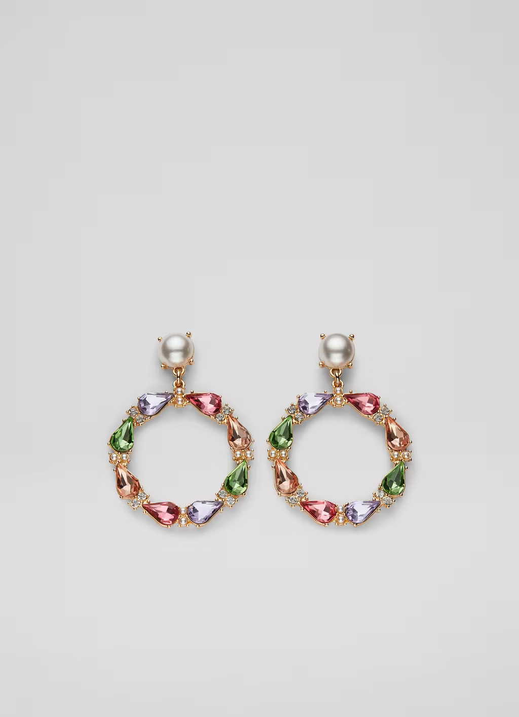 Polly Multi Crystal Front-Facing Hoop Earrings | L.K. Bennett (UK)