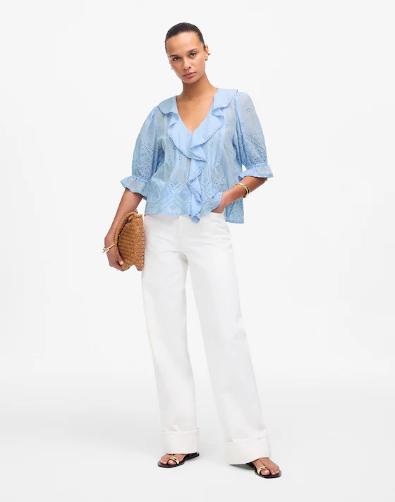 Ruffled Puff-Sleeve Top | Madewell | Madewell