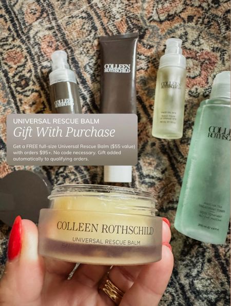 Colleen Rothschild gift with purchase. Spend over $95 and get a FREE full-sized Universal Rescue Balm. @colleenrothschild #CRpartner

Our CR code: TWOPEAS20

#LTKOver40 #LTKBeauty #LTKSaleAlert