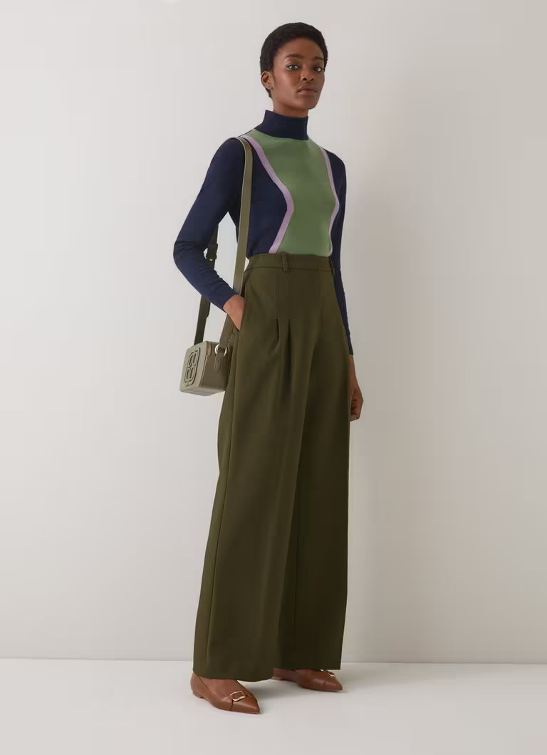 Petra Dark Green Pleated Trousers | L.K. Bennett (UK)