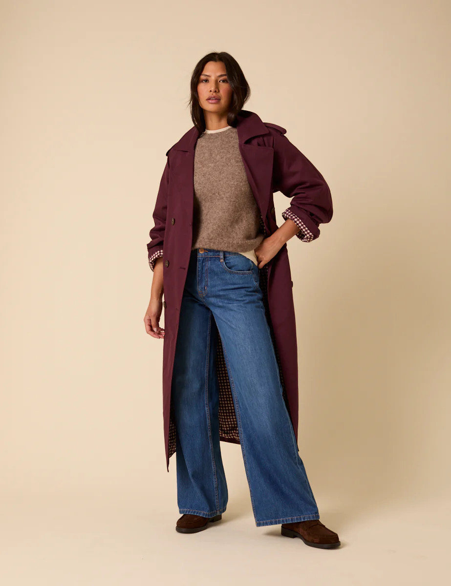 Burgundy Double Breasted Trench Coat | Nobody's Child