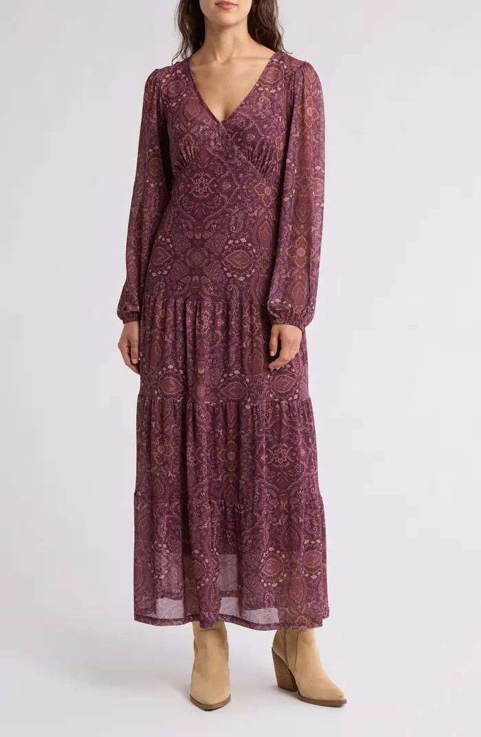 Lucky Brand Floral Long Sleeve Mesh Maxi Dress | Nordstromrack | Nordstrom Rack