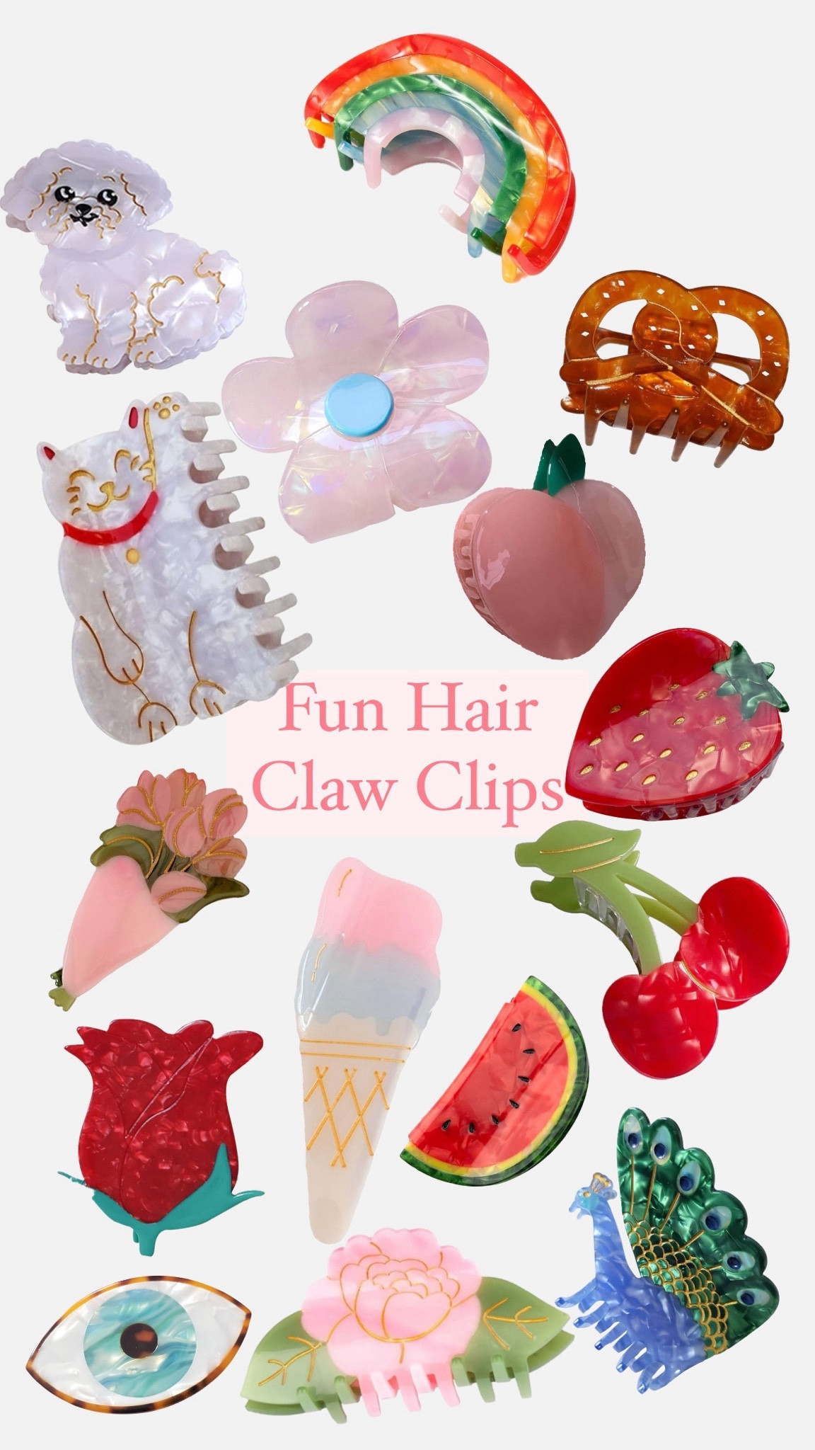 I am such a sucker for cute and quirky claw clips, I want them all!! The fruit claw clips and flower claw clips are perfect for spring and summer

#LTKfindsunder50 #LTKbeauty