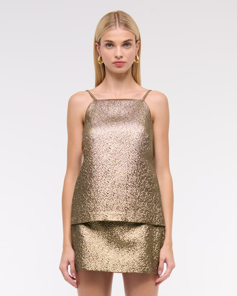 High-Neck Metallic Long-Length Top | Abercrombie & Fitch (US)