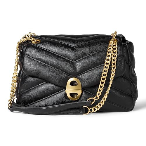Amazon Essentials Women's Soft Quilted Flap Bag, Black Faux Leather, One Size | Amazon (US)