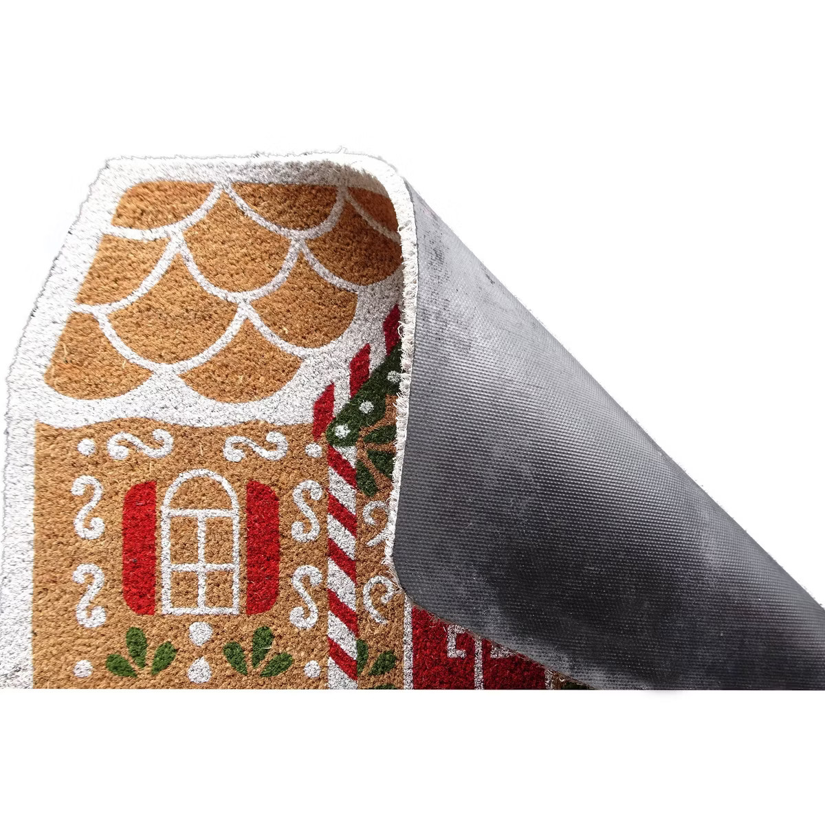 18"x30" Christmas Gingerbread House Coir Doormat Natural and Red | Target
