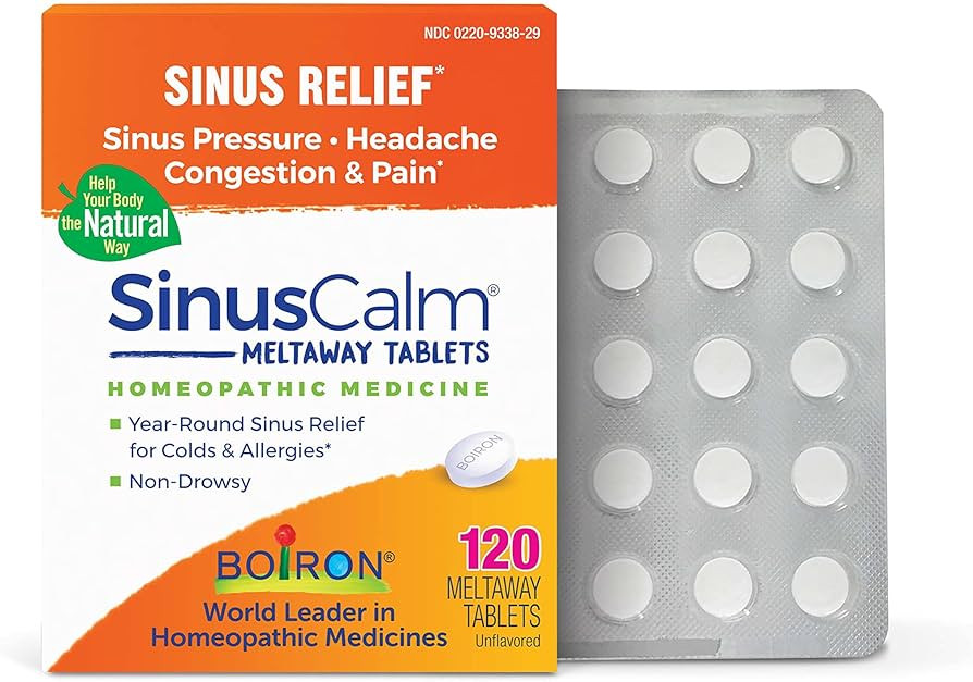 Boiron SinusCalm Tablets for Sinus Pain Relief, Runny Nose, Congestion, Sinus Pressure, Headache ... | Amazon (US)
