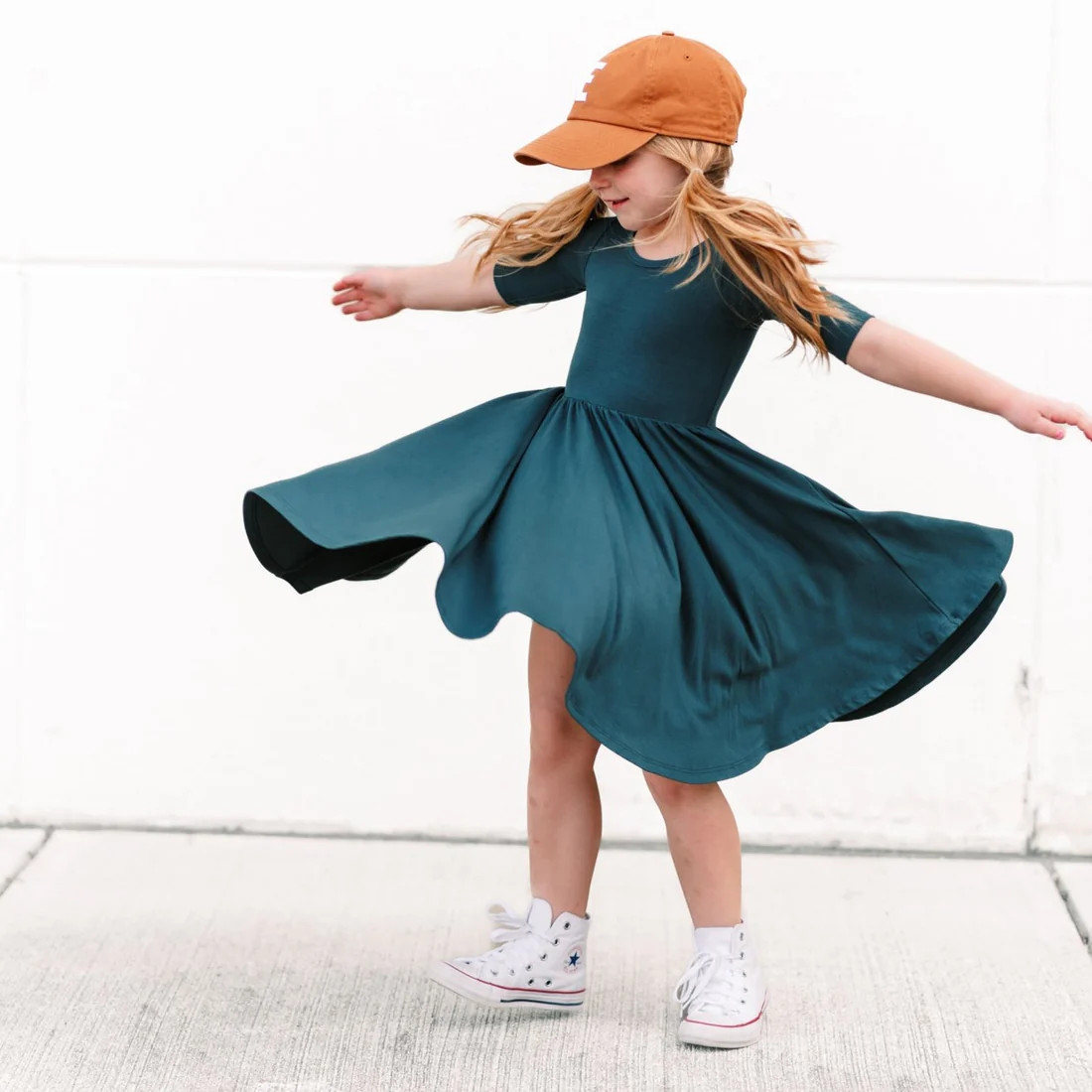 MID SLEEVE BAMBOO DRESS- Peacock | millie + roo