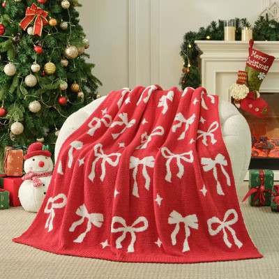 Snuggle Sac Christmas Throw Blanket Soft Knit Bed Blanket 50x60" Red Bow | Target